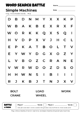 Printable Simple Machines Word Search