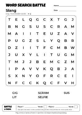Printable Slang Word Search