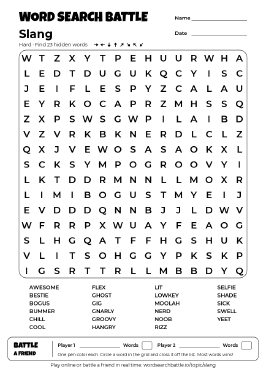 Printable Slang Word Search