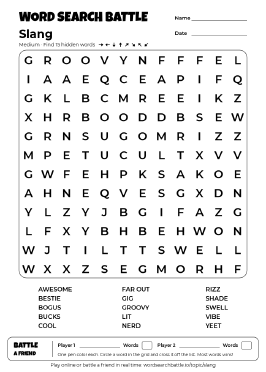 Printable Slang Word Search