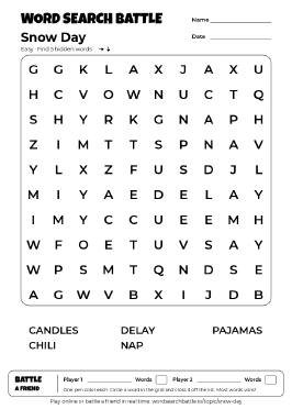Printable Snow Day Word Search