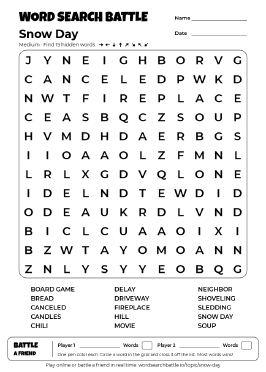 Printable Snow Day Word Search