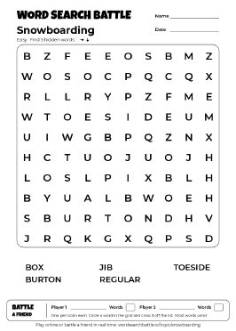 Printable Snowboarding Word Search