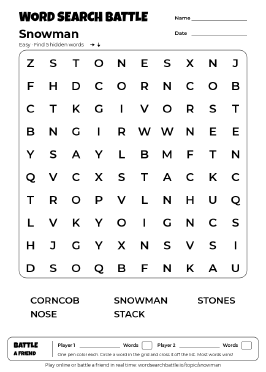 Printable Snowman Word Search