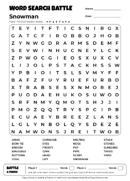 Printable Snowman Word Search