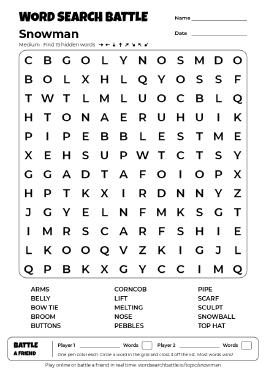 Printable Snowman Word Search