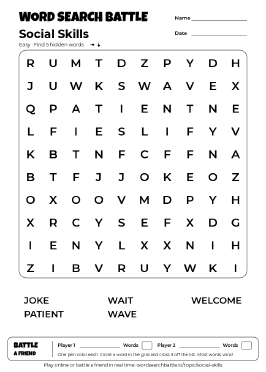 Printable Social Skills Word Search