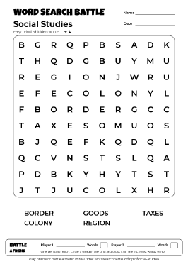 Printable Social Studies Word Search