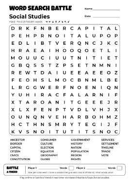 Printable Social Studies Word Search