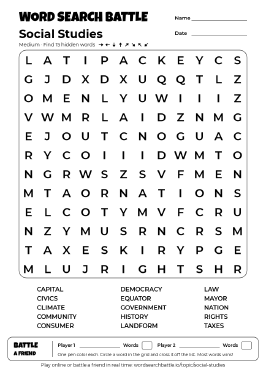 Printable Social Studies Word Search
