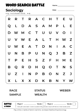 Printable Sociology Word Search