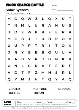 Printable Solar System Word Search