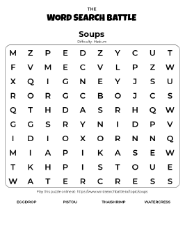 Printable Soups Word Search Printable Soups Word Search