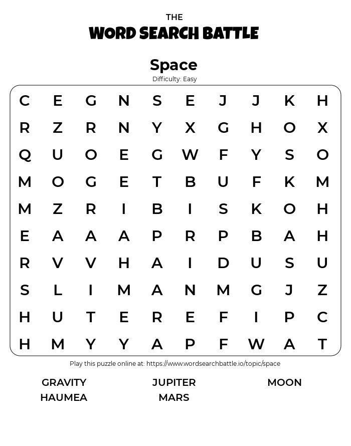 outer space word search free printable outer space word