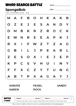 Printable SpongeBob Word Search