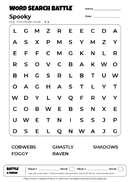 Printable Easy Spooky Word Search