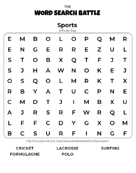 Printable Easy Sports Word Search
