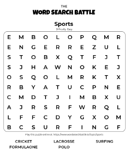 Printable Sports Word Search