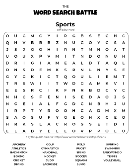 Printable Sports Word Search