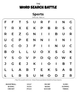 Printable Sports Word Search Preview