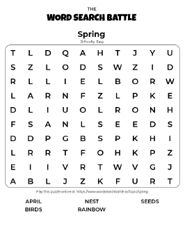 Printable Spring Word Search