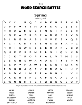 Printable Spring Word Search