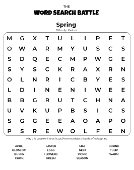 Printable Spring Word Search Preview
