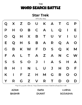 Printable Star Trek Word Search