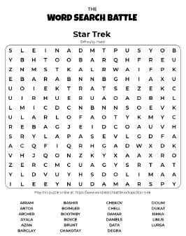 Printable Star Trek Word Search