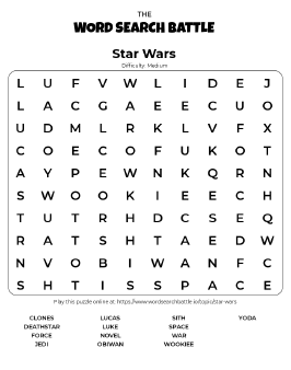 Printable Star Wars Word Search Preview