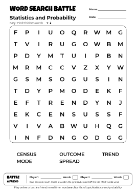 Printable Statistics and Probability Word Search