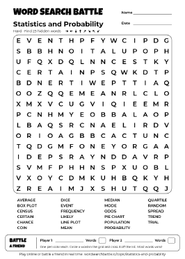 Printable Statistics and Probability Word Search