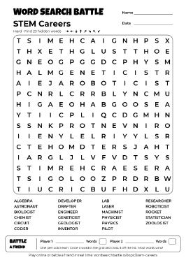 Printable STEM Careers Word Search