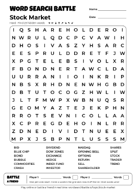 Printable Stock Market Word Search Preview