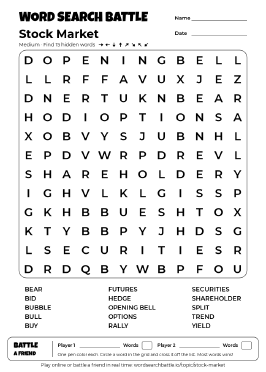 Printable Stock Market Word Search