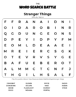 Printable Stranger Things Word Search