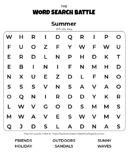 Printable Summer Word Search