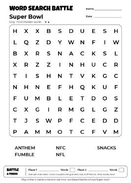 Printable Super Bowl Word Search