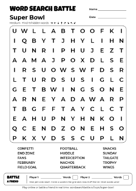 Printable Super Bowl Word Search