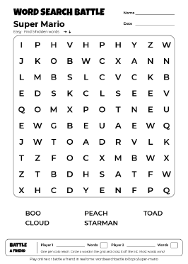 Printable Super Mario Word Search