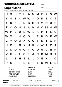 Printable Super Mario Word Search