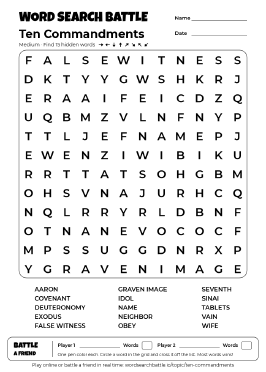 Printable Ten Commandments Word Search