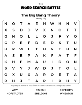 Printable The Big Bang Theory Word Search