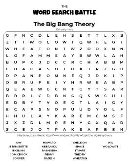 Printable The Big Bang Theory Word Search