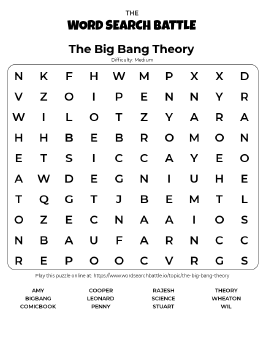 Printable The Big Bang Theory Word Search Preview