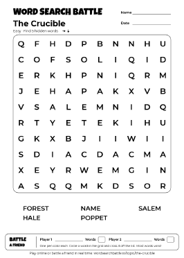 Printable The Crucible Word Search
