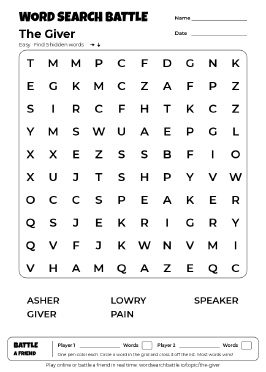 Printable The Giver Word Search