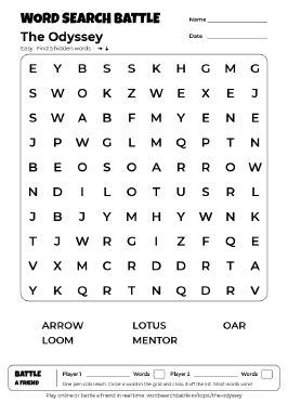 Printable The Odyssey Word Search