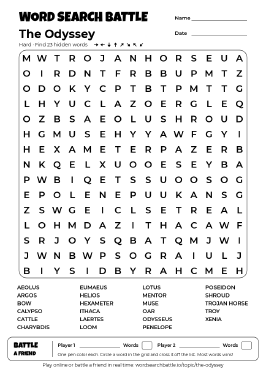 Printable The Odyssey Word Search