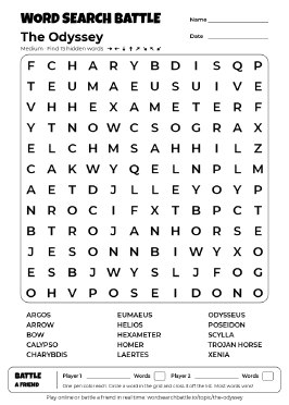 Printable The Odyssey Word Search